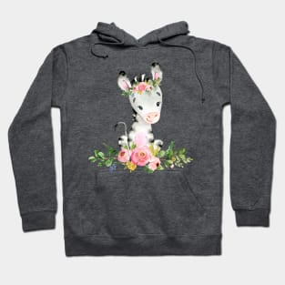 Cute Zebra with Flowers Hoodie